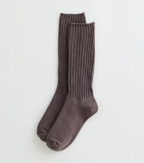 Mink Ribbed Knit Slouch Socks