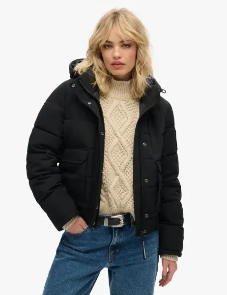 Superdry & Co Padded Hooded Borg Lined Bomber Jacket
