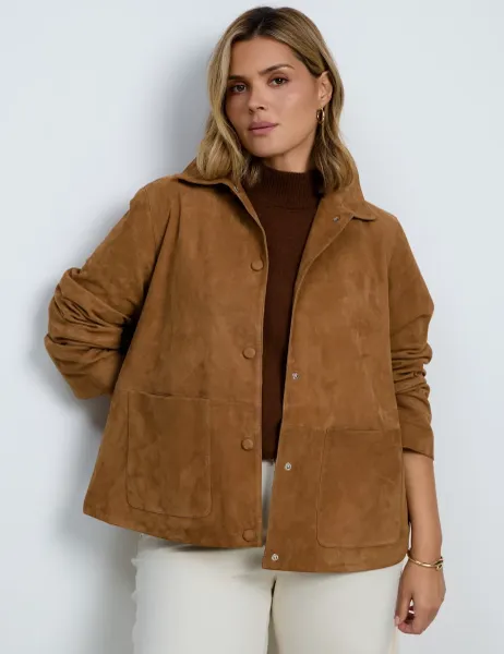 Live Unlimited London Suede Collared Biker Jacket