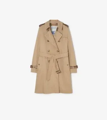 Mid-length Gabardine Kensington Trench Coat in Honey beige - Women, Cotton