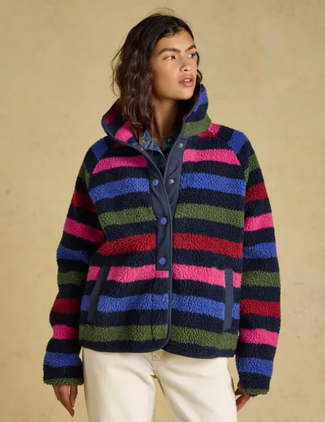 Joules Borg Striped Funnel Neck Jacket