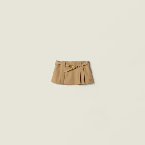 Pleated poplin miniskirt