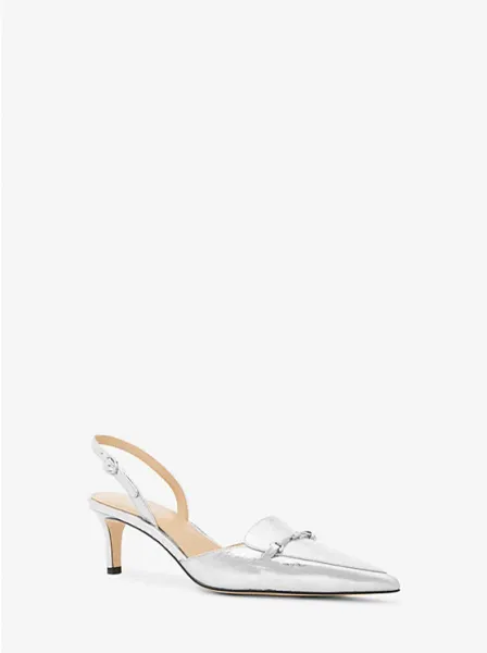 Michael Kors Lena Crackled Metallic Leather Slingback Pump