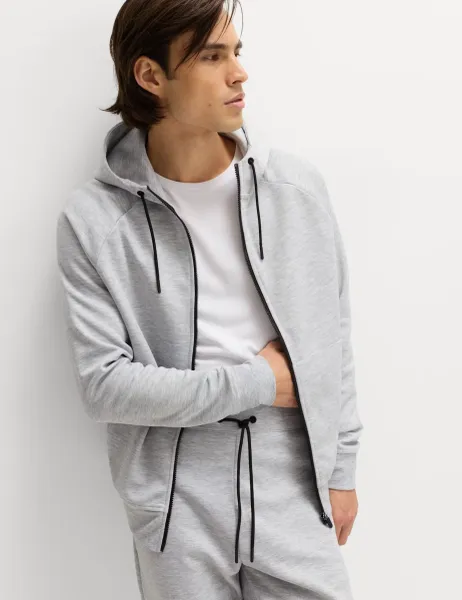 Goodmove Performance Jersey Zip through Hooded Jacket Grey