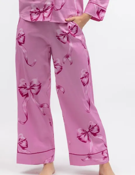 Cyberjammies Cotton Modal Bow Print Pyjama Bottoms Pink Mix