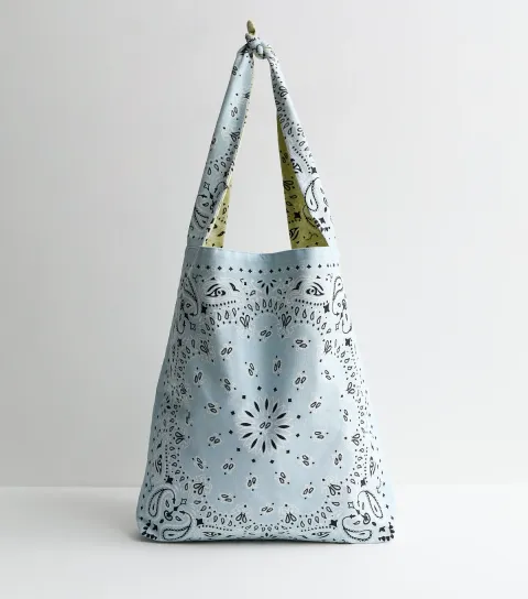 Green Bandana Print Reversible Tote