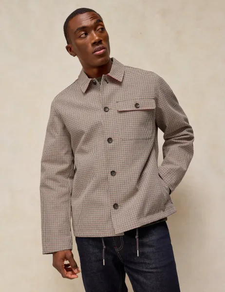 White Stuff Pure Cotton Gingham Button Up Coach Jacket Natural Mix
