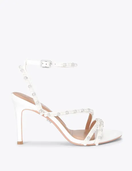 Carvela Embellished Strappy Stiletto Heel Sandals White