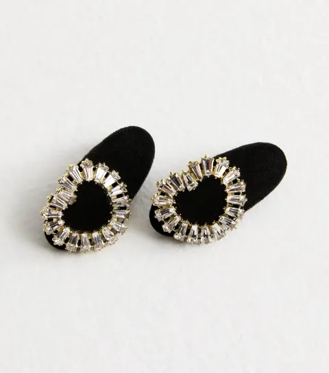 New Look Pack Of 2 Flock Baguette Heart Hair Slides