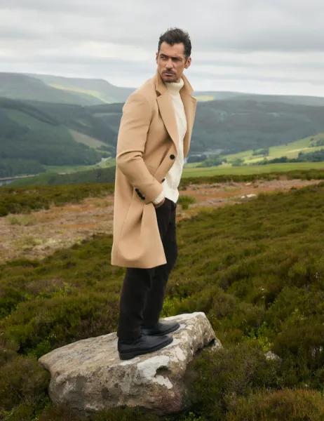 Jaeger Wool Rich with Cashmere Revere Overcoat Camel