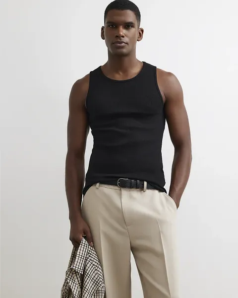 River Island Muscle Fit Cotton Blend Stretch Vest