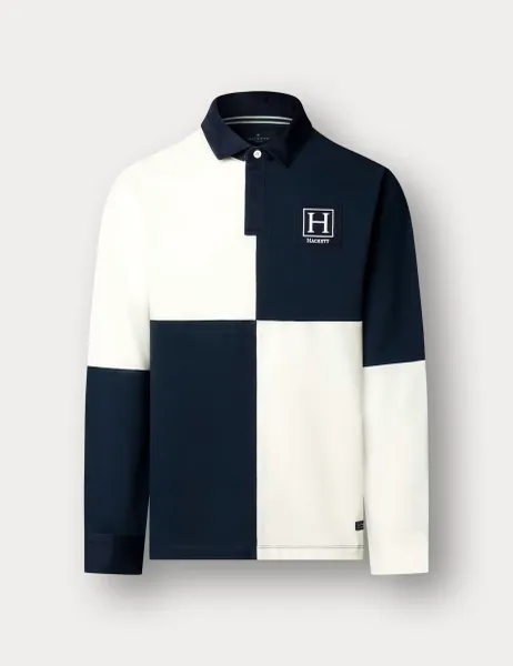 Hackett Pure Cotton Heritage Rugby Shirt Navy Mix