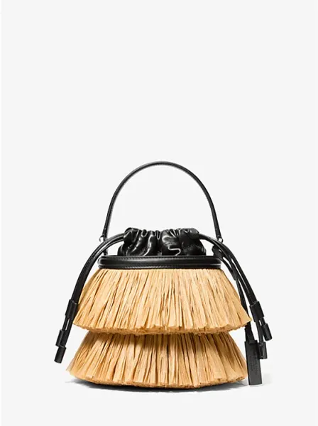Ischia Mini Leather and Fringe Bucket Bag