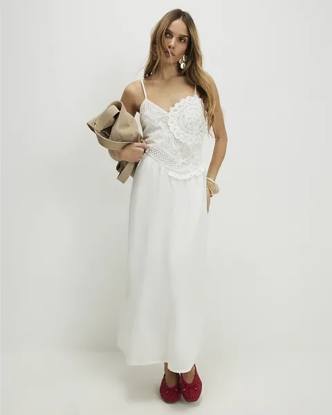 River Island Patchwork Lace Midi Dress