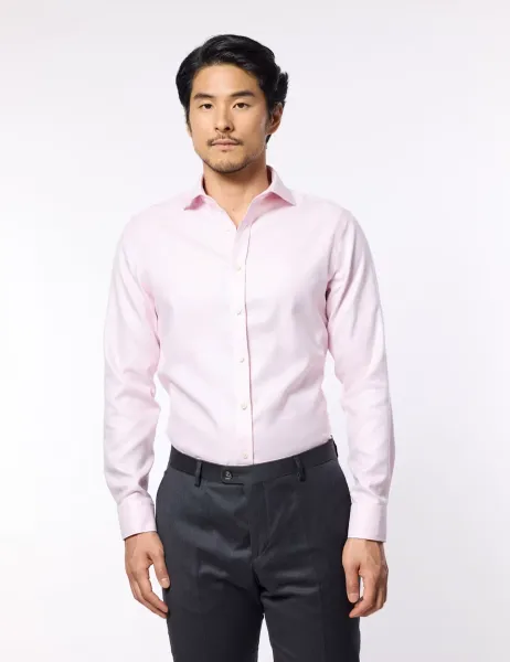Hawes & Curtis Slim Fit Non-Iron Pure Cotton Textured Shirt Pink Mix