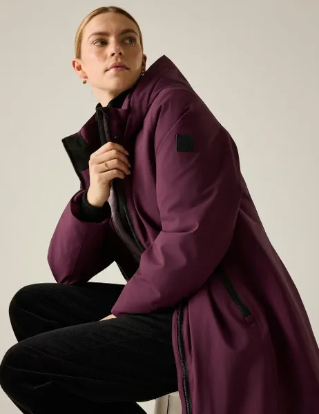 Regatta Marron Waterproof Hooded Longline Raincoat Purple