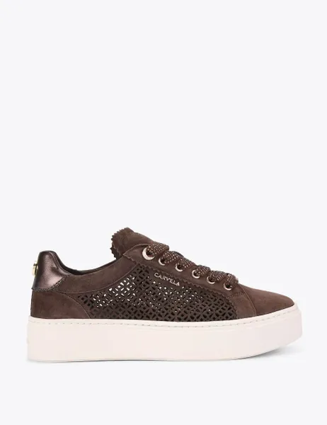 Carvela Laser Cut Lace Up Trainers Brown