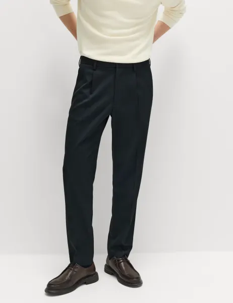 Marks & Spencer Tailored Fit Stretch Smart Trousers Dark Navy