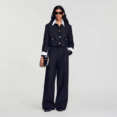 Striped wide-leg trousers