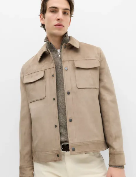 Marks & Spencer Faux Suede Overshirt Mushroom