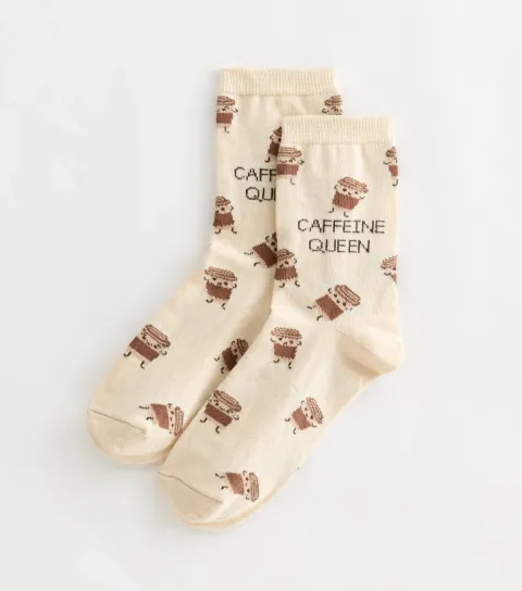 Mink Coffee Queen Patterned Ankle Socks