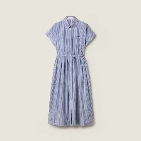 Vertical stripe poplin midi-dress