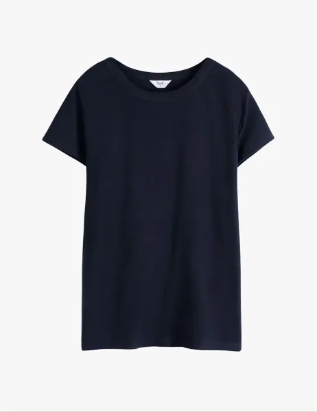 HUSH Pure Cotton Crew Neck Slim Fit T-Shirt Navy
