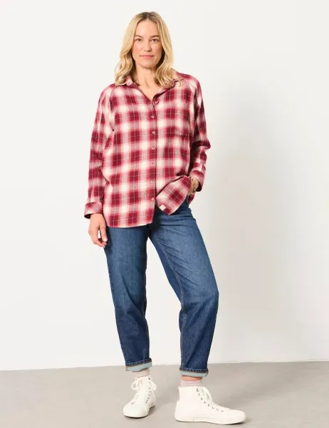 FatFace Pure Cotton Checked Shirt Red Mix