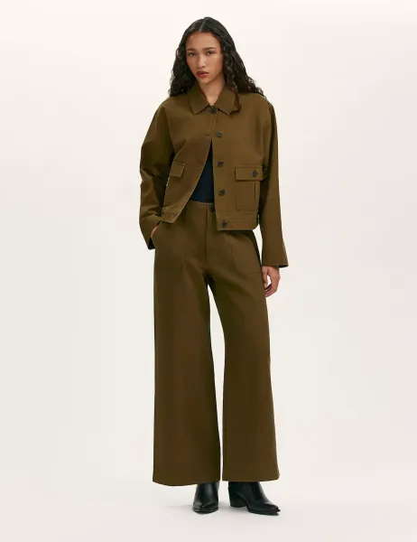 Finery London Canvas Collared Utility Jacket Khaki
