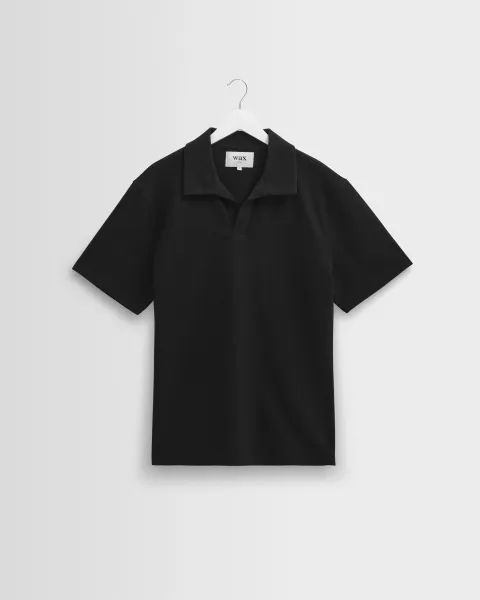 Atwood - Black Textured Organic Cotton Polo Shirt