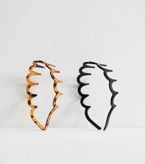 Pack of 2 Tortoiseshell and Black Large Toothcomb Headbands