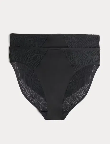 Body by M&S 2 Pack Body Lace High Leg Knickers Black