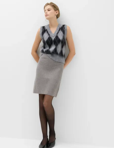 Marks & Spencer Air Yarn Knitted Mini Skirt Mid Grey Marl