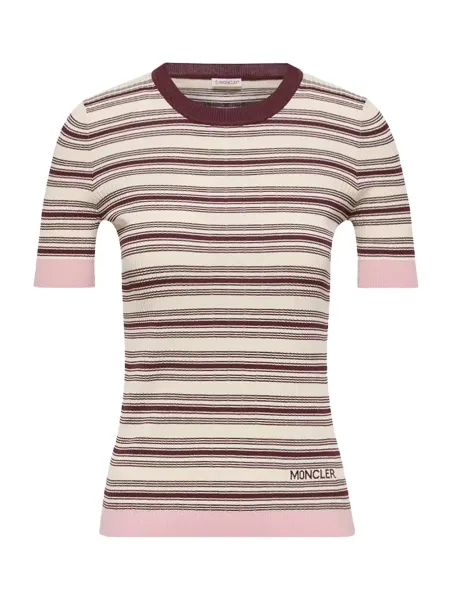 Women Striped T-Shirt White Brown