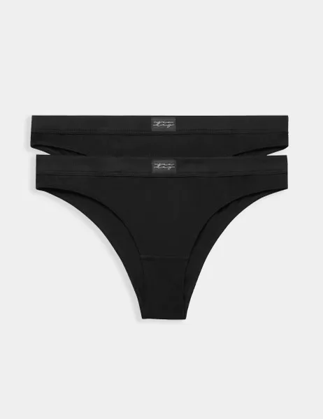 Marks & Spencer 2 Pack Asta Rib Brazilian Knickers Black
