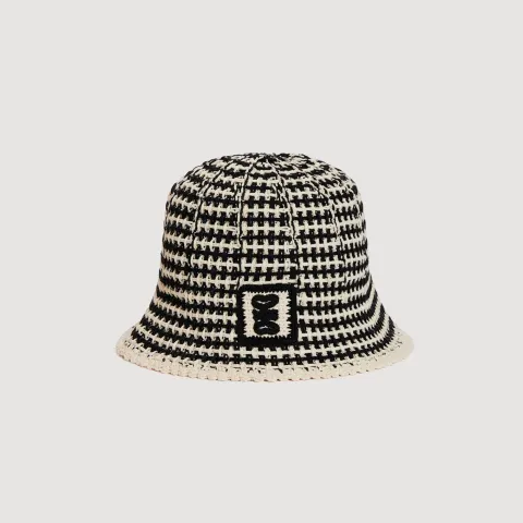 Crochet-knit bucket hat