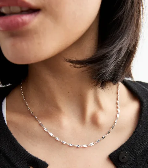New Look Silver Tone Hexagonal Link Necklace