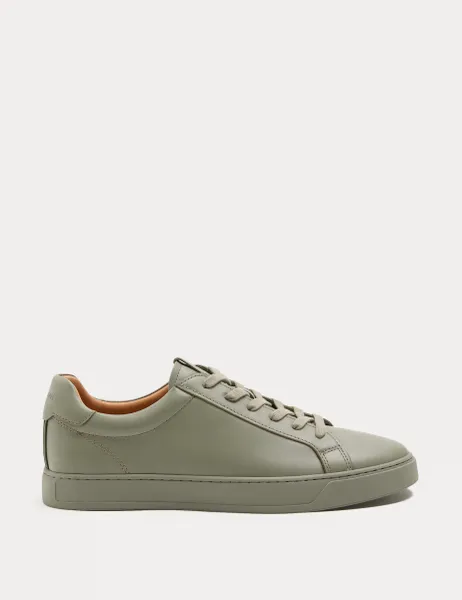 Autograph Leather Lace-Up Trainers Sage