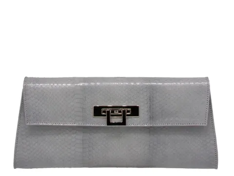 Fonteyn Clutch Snakeskin Handbag - Light Grey - 2