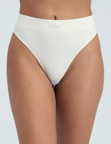 Boux Avenue Rib Seamless High Waisted Thong Cream