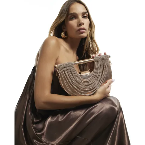 River Island Rose Crystal Tube Clutch Bag