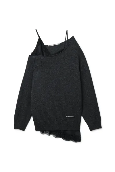 OFF-THE-SHOULDER LAYERED SWEATER DRESS