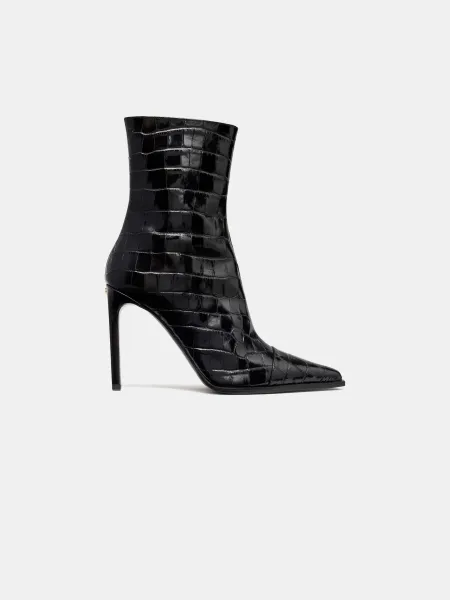 WOMEN - WOMEN'S CROC DEBOSSED MA STILETTO BOOT - BLACK