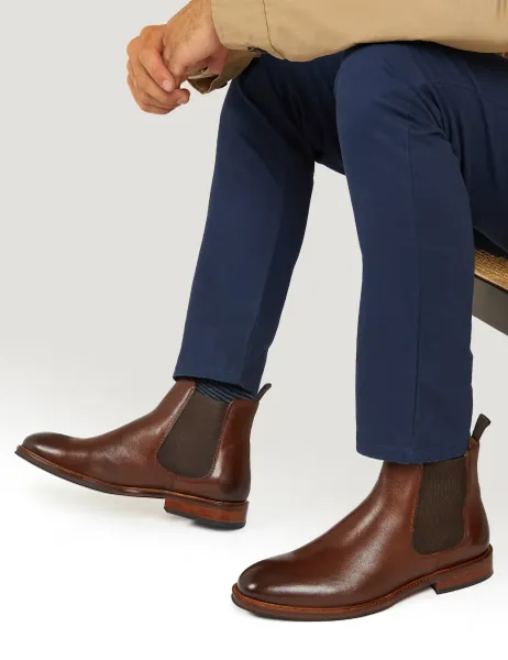 Jones Bootmaker Leather Pull-On Chelsea Boots Brown