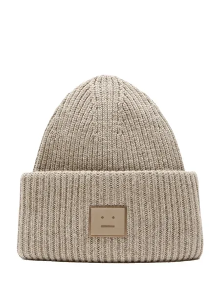 Face Logo Beanie Greige Melange