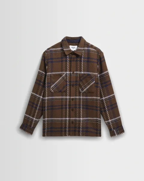 Wax London Whiting - Brown and Blue Moon Check Overshirt
