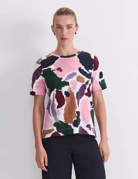 Sportscraft Mercerised Cotton Abstract Print T-Shirt Black Mix