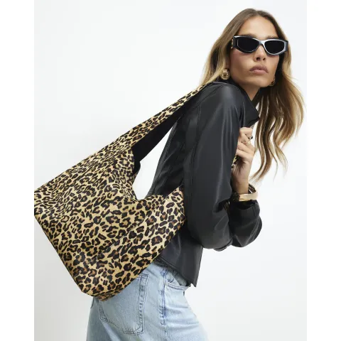 River Island Leopard Print Leather Bag