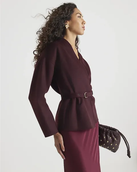 River Island Handmade Wool Blend Short Belted Jacket