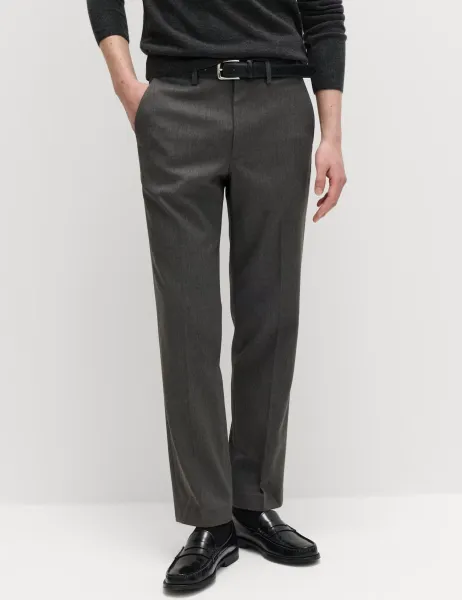 Marks & Spencer Regular Fit Smart Stretch Trousers Charcoal